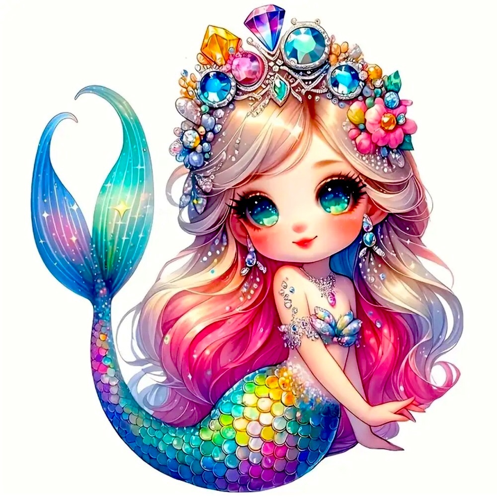 Vibrant Rainbow Mermaid Shaped 3D Acrylic Ornament Pendant